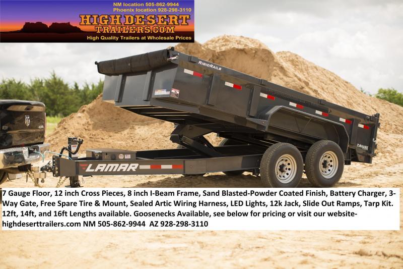 2020 Lamar Dump Trailer- 7 Gauge Floor- 12 inch Cross Pieces- Rigid Rails-Tarp- Ramps- Free Spare Tire- Powder Coated- Lowest Prices- Highest Quality 2020 Lamar Dump Trailer- 7 Gauge Floor- 12 inch Cross Pieces- Rigid Rails-Tarp- Ramps- Free Spare Tire- Powder Coated- Lowest Prices- Highest Quality