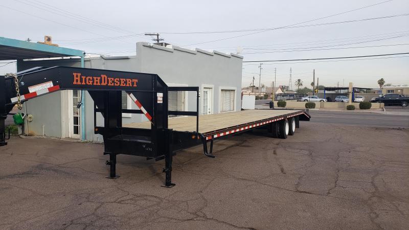 2020 High Desert Trailers Flatbed Gooseneck, 12k Dexter axles, 25,000 GVWR, Lay flat Ramps with Center Pop up. 2020 High Desert Trailers Flatbed Gooseneck, 12k Dexter axles, 25,000 GVWR, Lay flat Ramps with Center Pop up.
