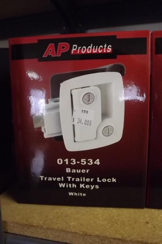 Bauer Travel Trailer Door Lock w/ Keys (White) Horse Trailers For
