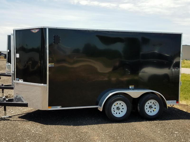 2020 H and H Trailers 7'x12' Black Cargo 3.5k Axles Enclosed Flat Top V-Nose Trailer With Barn Doors 2020 H and H Trailers 7'x12' Black Cargo 3.5k Axles Enclosed Flat Top V-Nose Trailer With Barn Doors