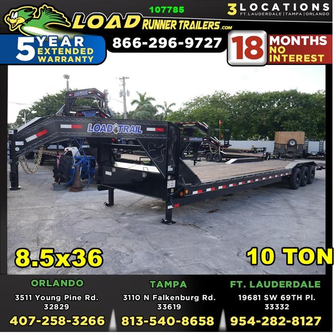 *107785* 8.5x36 Load Trail Gooseneck Car Hauler Trailer | Tandem Axle Trailers 8.5 x 36 *107785* 8.5x36 Load Trail Gooseneck Car Hauler Trailer | Tandem Axle Trailers 8.5 x 36
