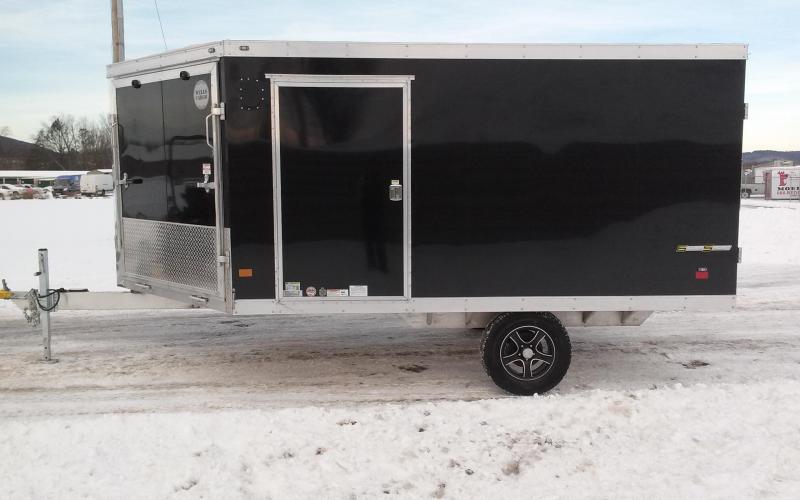 2018 Wells Cargo 8x12 Silver Sport Dual Front Ramp Aluminum Snowmobile Trailer Over 150k