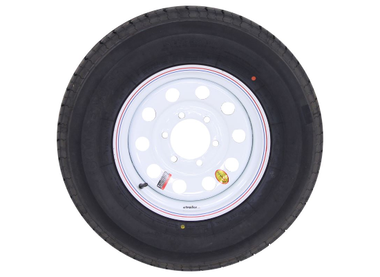 Contender ST225/75R15 Radial Trailer Tire w/ 15" White Mod Wheel - 6 on 5-1/2 - Load Range D