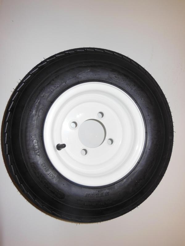 4.80 - 8 TIRE ON A WHITE 4LUG RIM 4.80 - 8 TIRE ON A WHITE 4LUG RIM