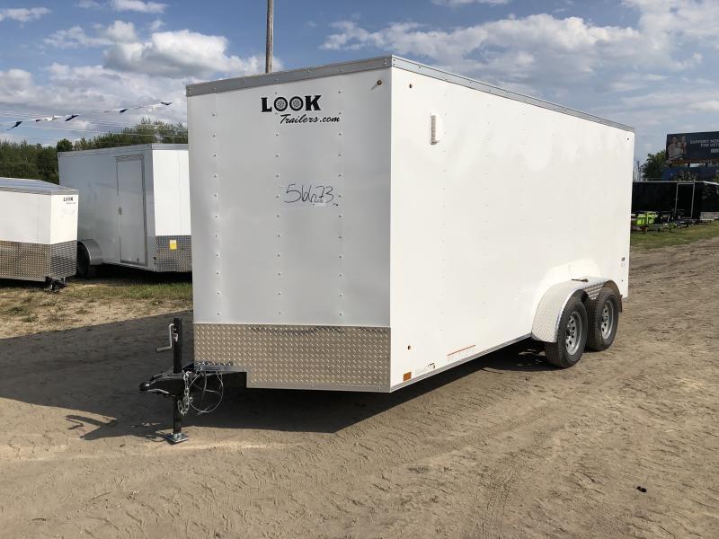 Look Trailers 7x16 V-Nose Ramp Door Enclosed Trailer White w/ 6ft 6in Interior height Look Trailers 7x16 V-Nose Ramp Door Enclosed Trailer White w/ 6ft 6in Interior height