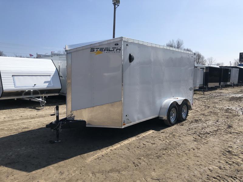 Stealth Trailers White 7X14 V-Nose Ramp Door Enclosed Cargo Trailer Stealth Trailers White 7X14 V-Nose Ramp Door Enclosed Cargo Trailer