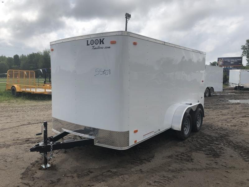 Look Trailers 7x16 Barn Door Enclosed Cargo Trailer White Look Trailers 7x16 Barn Door Enclosed Cargo Trailer White