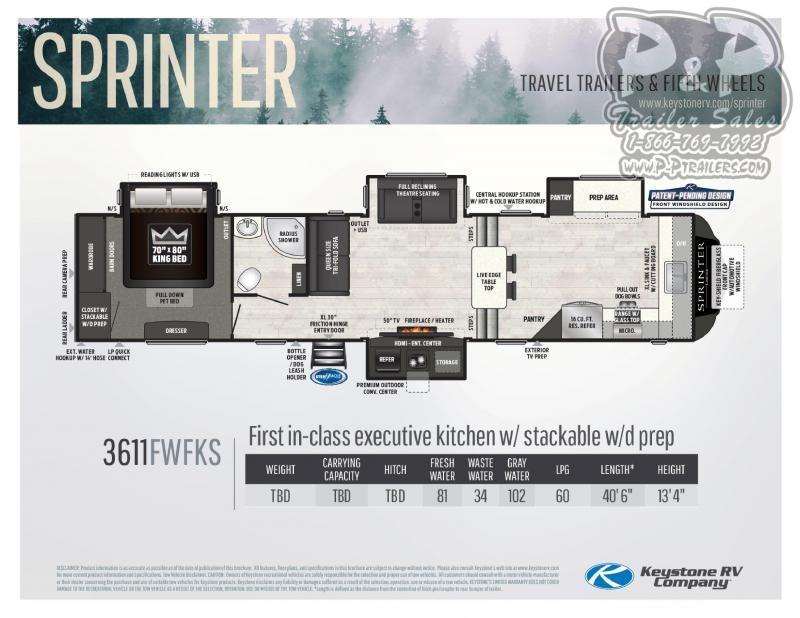 2020 Keystone Sprinter 3611FWFKS 41.3 ft Fifth Wheel Campers RV 2020 Keystone Sprinter 3611FWFKS 41.3 ft Fifth Wheel Campers RV