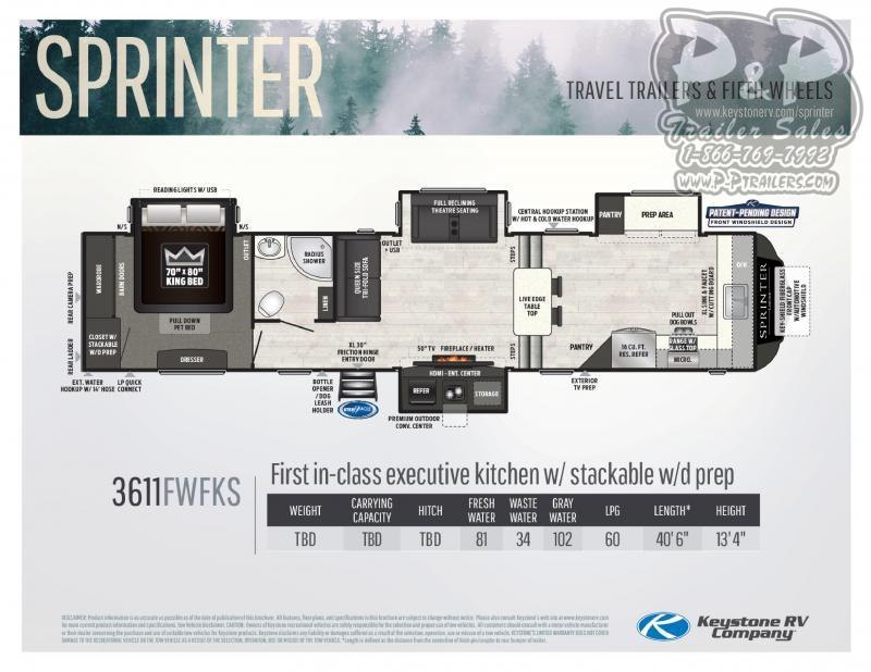 2020 Keystone Sprinter 3611FWFKS 41.3 ft Fifth Wheel Campers RV 2020 Keystone Sprinter 3611FWFKS 41.3 ft Fifth Wheel Campers RV