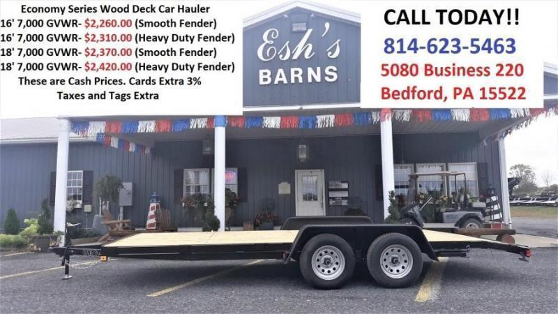 Economy Wood Deck Car Hauler 18' 7K -51" Side Slide In Ramps -4" Frame & Tongue -2' Dovetail -Heavy Duty Fenders -(2) 3,500# Braking Axles - 15" Nitrogen Filled Radial Tires Economy Wood Deck Car Hauler 18' 7K -51" Side Slide In Ramps -4" Frame & Tongue -2' Dovetail -Heavy Duty Fenders -(2) 3,500# Braking Axles - 15" Nitrogen Filled Radial Tires