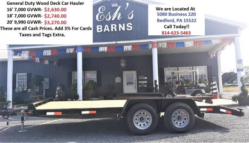 General Duty Wood Deck Car Hauler 20' 10K -5' Self Storing Ramps -5" Channel Frame -5" Channel Tongue -2' Dovetail -Sealed Beam Lighting -Heavy Duty Fenders -15" Nitrogen Filled Radial Tires General Duty Wood Deck Car Hauler 20' 10K -5' Self Storing Ramps -5" Channel Frame -5" Channel Tongue -2' Dovetail -Sealed Beam Lighting -Heavy Duty Fenders -15" Nitrogen Filled Radial Tires