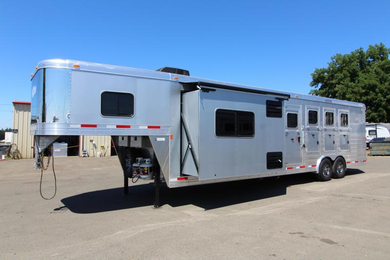 NEW 2018 Exiss 8412 - 12 ft SW w/ Slide-out - All Aluminum 4 Horse - Upgraded Interior! - NEW EASY CARE FLOORING - Metallic Gray Exterior - Lined and Insulated Ceiling - PRICE REDUCED BY $4095 NEW 2018 Exiss 8412 - 12 ft SW w/ Slide-out - All Aluminum 4 Horse - Upgraded Interior! - NEW EASY CARE FLOORING - Metallic Gray Exterior - Lined and Insulated Ceiling - PRICE REDUCED BY $4095