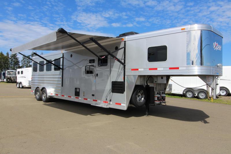 NEW 2019 Exiss 7410 - 10' Short Wall L.Q. with Slide-out 4 Horse All Aluminum Trailer - Easy Care Flooring Upgrade - Upgraded Interior - Dinette - Metallic Gray Exterior Skin PRICE REDUCED $3000 NEW 2019 Exiss 7410 - 10' Short Wall L.Q. with Slide-out 4 Horse All Aluminum Trailer - Easy Care Flooring Upgrade - Upgraded Interior - Dinette - Metallic Gray Exterior Skin PRICE REDUCED $3000
