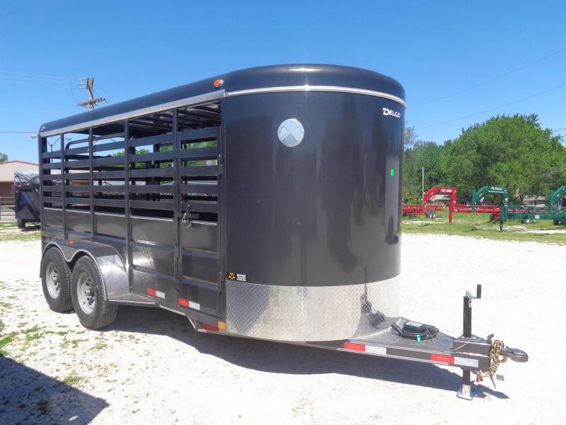 Delco 16'x6' Dark Gray Powder Coated Bumper Pull Stock Trailer Delco 16'x6' Dark Gray Powder Coated Bumper Pull Stock Trailer