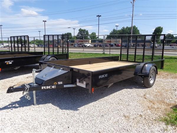 Rice 76" x 12' Stealth Bumper Pull Black Utility Trailer Rice 76" x 12' Stealth Bumper Pull Black Utility Trailer