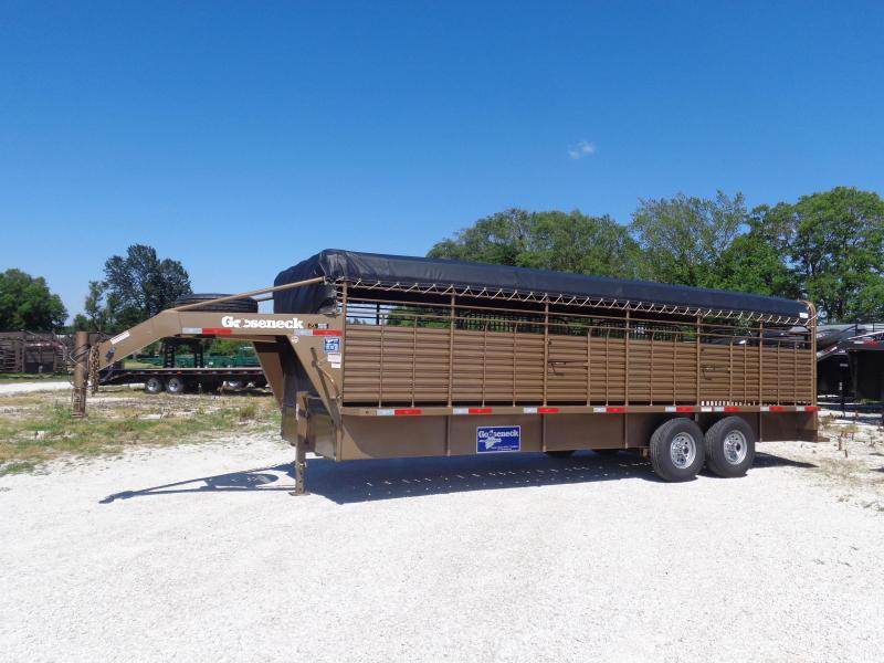 Gooseneck Brand 24' x 6'8 Gooseneck Light Autumn Metallic with Black Tarp Livestock Trailer Gooseneck Brand 24' x 6'8 Gooseneck Light Autumn Metallic with Black Tarp Livestock Trailer
