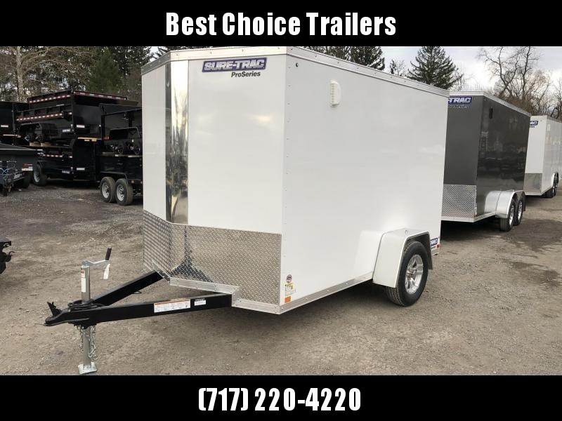 2020 Sure-Trac 6x12' Pro Series Enclosed Cargo Trailer 2990# GVW * WHITE EXTERIOR * V-NOSE * RAMP * TORSION * BACKUP LIGHTS * .030 SCREWLESS EXTERIOR * ALUMINUM WHEELS * 1 PC ROOF * 4" TUBE FRAME * 16" O.C. WALLS * PLYWOOD * TUBE STUDS * CEILING LINER * R 2020 Sure-Trac 6x12' Pro Series Enclosed Cargo Trailer 2990# GVW * WHITE EXTERIOR * V-NOSE * RAMP * TORSION * BACKUP LIGHTS * .030 SCREWLESS EXTERIOR * ALUMINUM WHEELS * 1 PC ROOF * 4" TUBE FRAME * 16" O.C. WALLS * PLYWOOD * TUBE STUDS * CEILING LINER * R