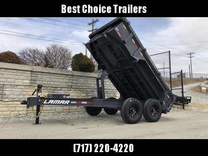 2020 Lamar 7x12' Dump Trailer 14000# GVW * 14-PLY RUBBER * OIL BATH * REAR JACKSTANDS * 12" O.C. * TARP * RAMPS * SPARE MOUNT * 12K JACK * CHARCOAL WITH BLACK WHEELS 2020 Lamar 7x12' Dump Trailer 14000# GVW * 14-PLY RUBBER * OIL BATH * REAR JACKSTANDS * 12" O.C. * TARP * RAMPS * SPARE MOUNT * 12K JACK * CHARCOAL WITH BLACK WHEELS