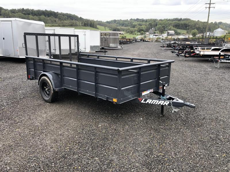 2018 Lamar 77"x12' Steel High Side Utility Trailer 2990# GVW * PIPE TOP * 2' SOLID SIDES * DROP LEG JACK * CAST COUPLER * CHARCOAL * TUBE GATE 2018 Lamar 77"x12' Steel High Side Utility Trailer 2990# GVW * PIPE TOP * 2' SOLID SIDES * DROP LEG JACK * CAST COUPLER * CHARCOAL * TUBE GATE