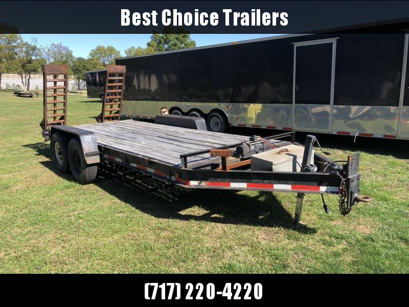 USED Carolina 7x18' Equipment Trailer 14000# GVW * WINCH * TOOLBOX * SPARE MOUNT * NEWER RAMPS * OAK DECK USED Carolina 7x18' Equipment Trailer 14000# GVW * WINCH * TOOLBOX * SPARE MOUNT * NEWER RAMPS * OAK DECK