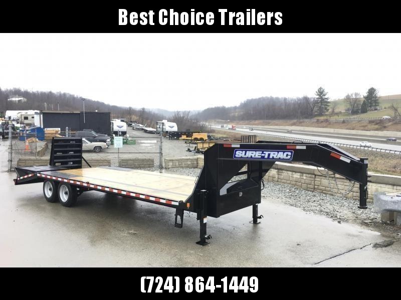 2020 Sure-Trac 102x20+5 17600# Gooseneck Beavertail Deckover Trailer * 8000# AXLE UPGRADE * PIERCED FRAME * FULL WIDTH RAMPS 2020 Sure-Trac 102x20+5 17600# Gooseneck Beavertail Deckover Trailer * 8000# AXLE UPGRADE * PIERCED FRAME * FULL WIDTH RAMPS