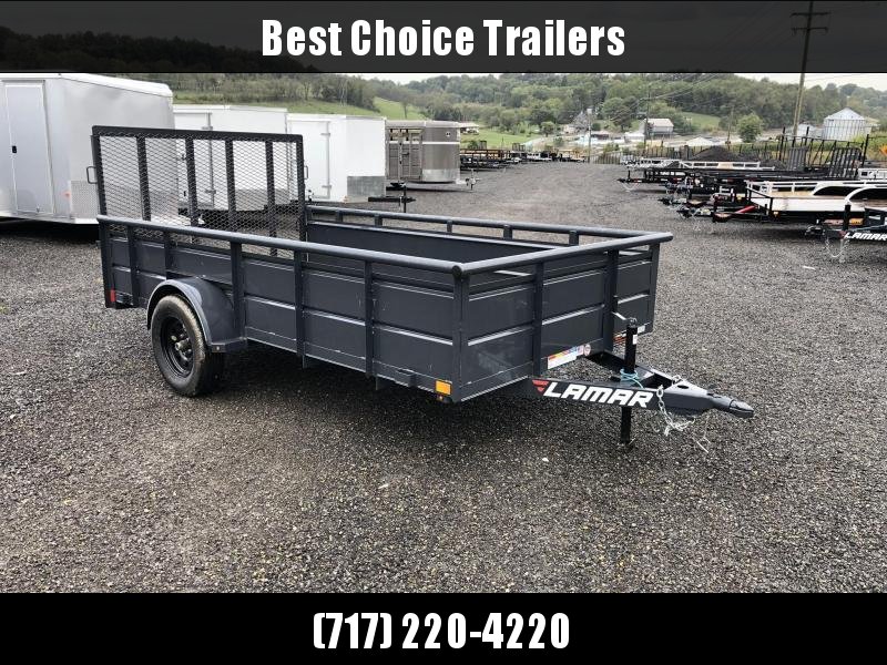 2019 Lamar 77"x12' Steel High Side Utility Trailer 2990# GVW * PIPE TOP * 2' SOLID SIDES * DROP LEG JACK * CAST COUPLER * CHARCOAL * TUBE GATE * CLEARANCE 2019 Lamar 77"x12' Steel High Side Utility Trailer 2990# GVW * PIPE TOP * 2' SOLID SIDES * DROP LEG JACK * CAST COUPLER * CHARCOAL * TUBE GATE * CLEARANCE