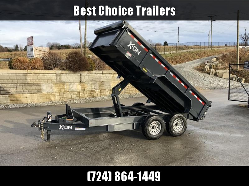 2019 X-on 7x16' Low Profile Dump Trailer 16000# GVW * 8000# AXLE UPGRADE * 14-PLY RUBBER * 7 GA FLOOR * TARP KIT * SCISSOR * 3 WAY GATE * 8" I-BEAM TONGUE & FRAME UPGRADE * CLEARANCE 2019 X-on 7x16' Low Profile Dump Trailer 16000# GVW * 8000# AXLE UPGRADE * 14-PLY RUBBER * 7 GA FLOOR * TARP KIT * SCISSOR * 3 WAY GATE * 8" I-BEAM TONGUE & FRAME UPGRADE * CLEARANCE