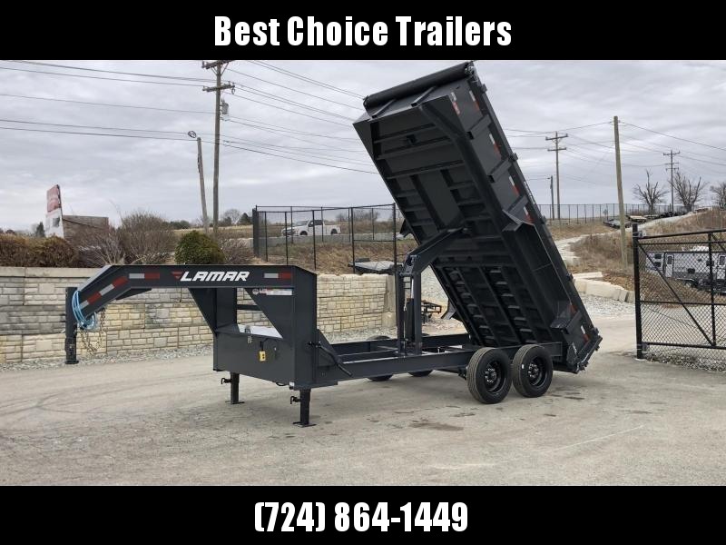 2020 Lamar 7x16' Gooseneck Dump Trailer 16000# GVW * 8000# AXLE UPGRADE * 17.5 RUBBER * OVERSIZE 6x21.5 SCISSOR 2020 Lamar 7x16' Gooseneck Dump Trailer 16000# GVW * 8000# AXLE UPGRADE * 17.5 RUBBER * OVERSIZE 6x21.5 SCISSOR
