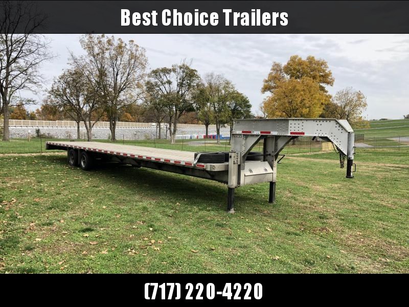 USED 2017 Crossman 102x40' Aluminum Gooseneck Flatbed Deckover 25990# * DEXTER 10K EOH DISC BRAKES * SUPER SINGLES * 4 SPARE TIRES * ONLY 7100# EMPTY! * EXTRUDED ALUMINUM FLOOR USED 2017 Crossman 102x40' Aluminum Gooseneck Flatbed Deckover 25990# * DEXTER 10K EOH DISC BRAKES * SUPER SINGLES * 4 SPARE TIRES * ONLY 7100# EMPTY! * EXTRUDED ALUMINUM FLOOR