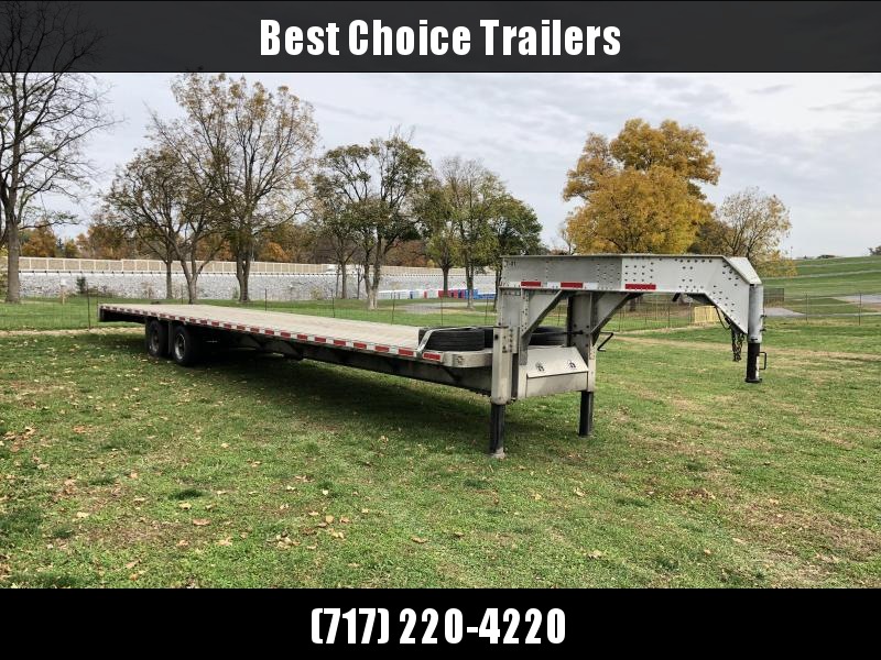 USED 2017 Crossman 102x40' Aluminum Gooseneck Flatbed Deckover 25990# * DEXTER 10K EOH DISC BRAKES * SUPER SINGLES * 4 SPARE TIRES * ONLY 7100# EMPTY! * EXTRUDED ALUMINUM FLOOR USED 2017 Crossman 102x40' Aluminum Gooseneck Flatbed Deckover 25990# * DEXTER 10K EOH DISC BRAKES * SUPER SINGLES * 4 SPARE TIRES * ONLY 7100# EMPTY! * EXTRUDED ALUMINUM FLOOR