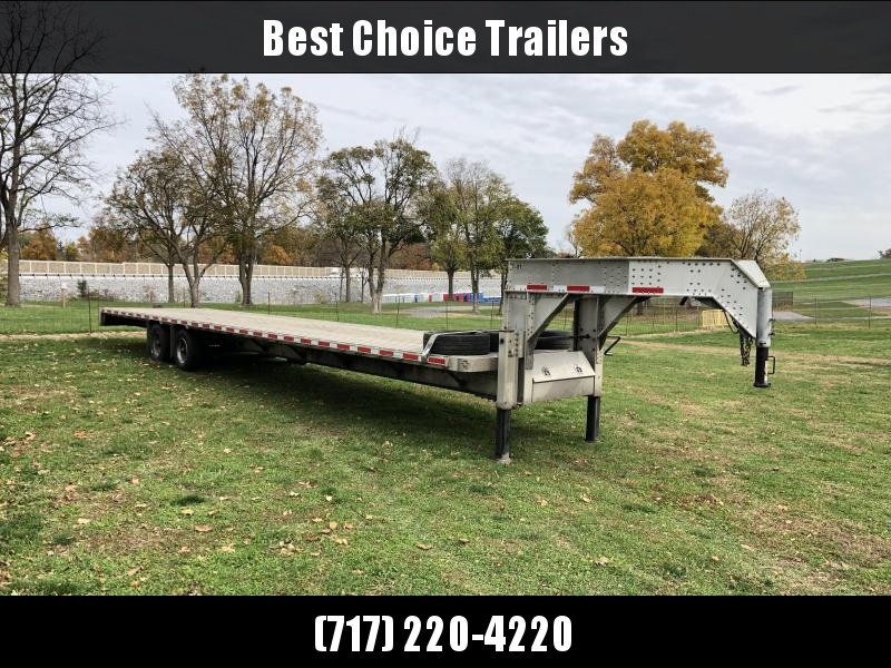 USED 2017 Crossman 102x40' Aluminum Gooseneck Flatbed Deckover 25990# * DEXTER 10K EOH DISC BRAKES * SUPER SINGLES * 4 SPARE TIRES * ONLY 7100# EMPTY! * EXTRUDED ALUMINUM FLOOR USED 2017 Crossman 102x40' Aluminum Gooseneck Flatbed Deckover 25990# * DEXTER 10K EOH DISC BRAKES * SUPER SINGLES * 4 SPARE TIRES * ONLY 7100# EMPTY! * EXTRUDED ALUMINUM FLOOR