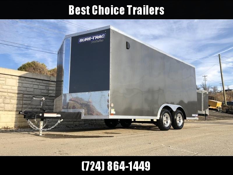 2020 Sure-Trac 8.5x16' Pro Series Enclosed Car Hauler Trailer 7000# GVW * CHARCOAL EXTERIOR * V-NOSE * RAMP * .030 SCREWLESS EXTERIOR * ALUMINUM WHEELS * 1 PC ROOF * 6" FRAME * 16" O.C. C/M * PLYWOOD * TUBE STUDS * BEAVERTAIL * 48" RV DOOR * D-RINGS * 7K 2020 Sure-Trac 8.5x16' Pro Series Enclosed Car Hauler Trailer 7000# GVW * CHARCOAL EXTERIOR * V-NOSE * RAMP * .030 SCREWLESS EXTERIOR * ALUMINUM WHEELS * 1 PC ROOF * 6" FRAME * 16" O.C. C/M * PLYWOOD * TUBE STUDS * BEAVERTAIL * 48" RV DOOR * D-RINGS * 7K