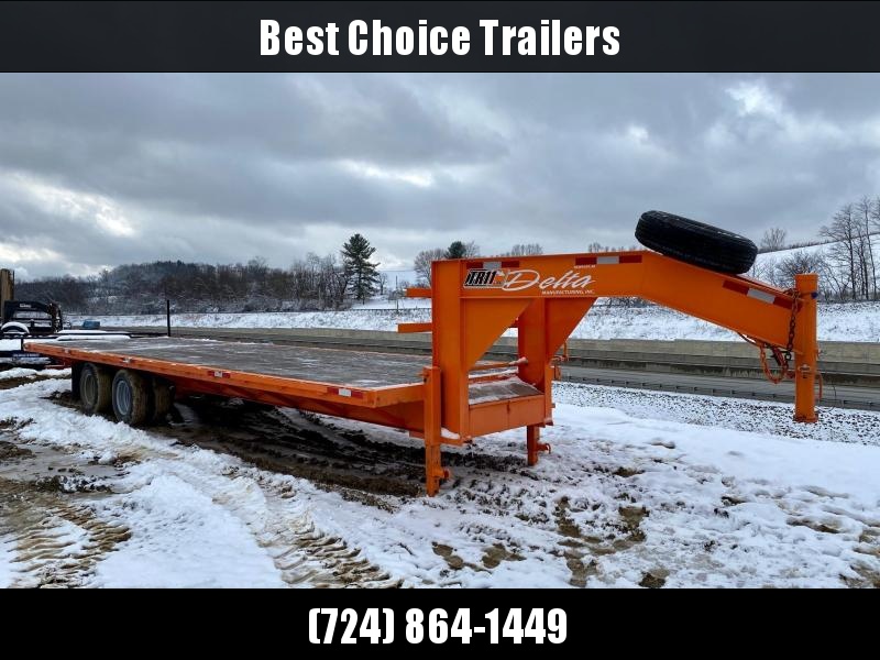 USED 2014 Delta 102x30' 23400# Gooseneck Deckover Trailer * 30' LENGTH * DEXTER 10000# AXLES * EOH BRAKES * DUAL JACKS * FRONT TOOLBOX USED 2014 Delta 102x30' 23400# Gooseneck Deckover Trailer * 30' LENGTH * DEXTER 10000# AXLES * EOH BRAKES * DUAL JACKS * FRONT TOOLBOX