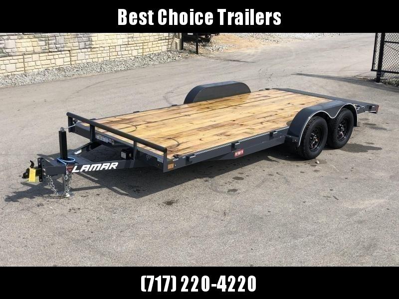 2020 Lamar 7x16 7000# Wood Deck Car Hauler Trailer * ADJUSTABLE COUPLER * DROP LEG JACK * REMOVABLE FENDERS * EXTRA STAKE POCKETS * CHARCOAL * 4 D-RINGS 2020 Lamar 7x16 7000# Wood Deck Car Hauler Trailer * ADJUSTABLE COUPLER * DROP LEG JACK * REMOVABLE FENDERS * EXTRA STAKE POCKETS * CHARCOAL * 4 D-RINGS