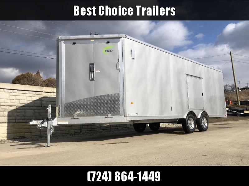 2020 NEO 8.5x22' NMS Aluminum Enclosed All Sport Car Hauler Trailer 9990# GVW * SILVER * BIKES UTV'S SNOWMOBILE CARS ATV'S * ROUND TOP * ALUM WHEELS * NUDO * 5200# TORSION *12V POWER PKG * VINYL LINER/WALLS * CABINET * FRONT RAMP 2020 NEO 8.5x22' NMS Aluminum Enclosed All Sport Car Hauler Trailer 9990# GVW * SILVER * BIKES UTV'S SNOWMOBILE CARS ATV'S * ROUND TOP * ALUM WHEELS * NUDO * 5200# TORSION *12V POWER PKG * VINYL LINER/WALLS * CABINET * FRONT RAMP