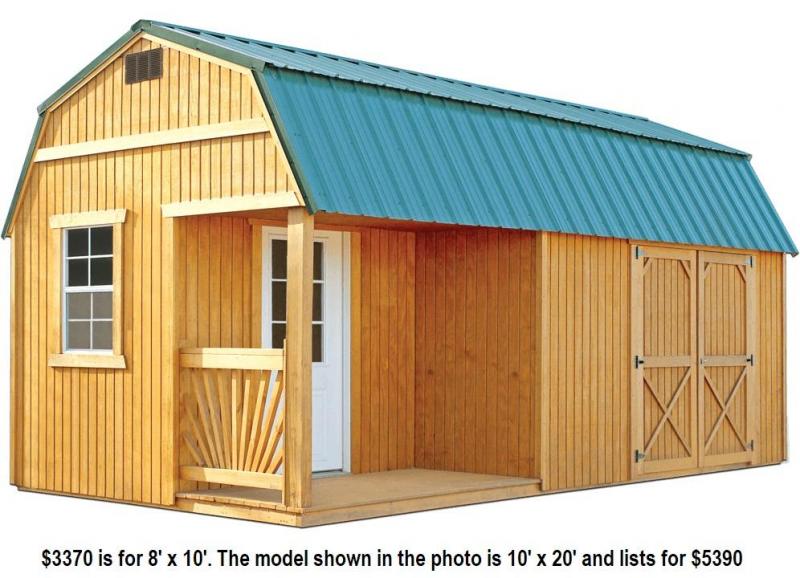 Brand New Old Hickory Lofted Barn With Side Porch 8 X 10