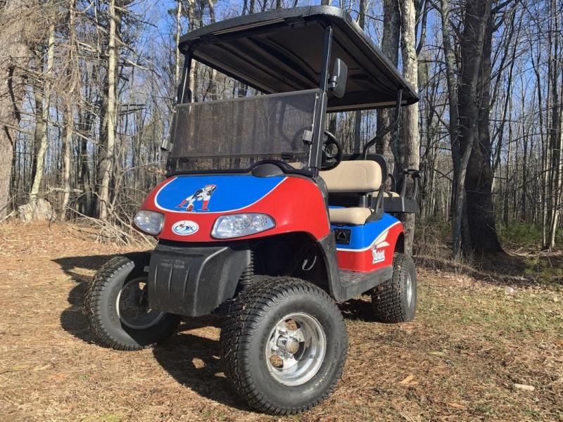 Custom New England Patriots EZGO RXV 4 pass electric Golf Cart LIFTED Custom New England Patriots EZGO RXV 4 pass electric Golf Cart LIFTED
