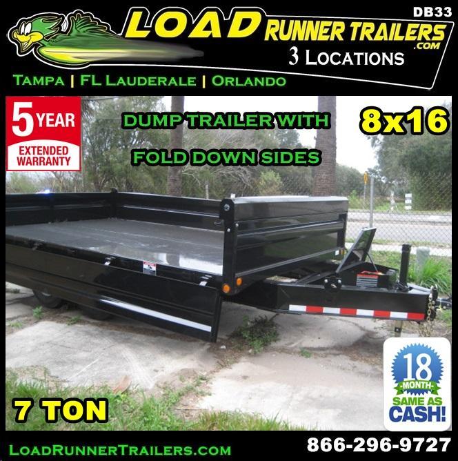 *DB33* 8x16 7 Ton Dump Trailer LR Trailers w/Fold Down Sides 8 x 16 | D96-16T7-18S *DB33* 8x16 7 Ton Dump Trailer LR Trailers w/Fold Down Sides 8 x 16 | D96-16T7-18S