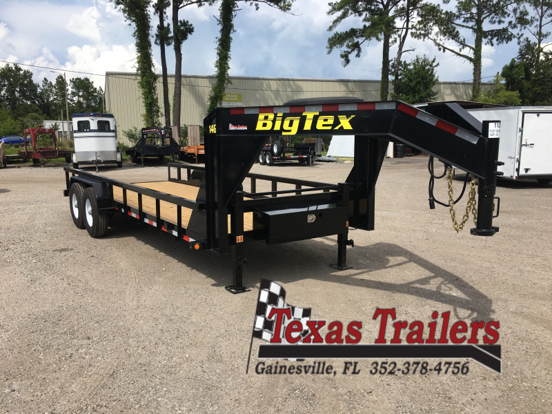 14GP-20 BIG TEX 20' GOOSENECK TANDEM AXLE EQUIPMENT TRAILER W/ 4' RAMPS 14GP-20 BIG TEX 20' GOOSENECK TANDEM AXLE EQUIPMENT TRAILER W/ 4' RAMPS