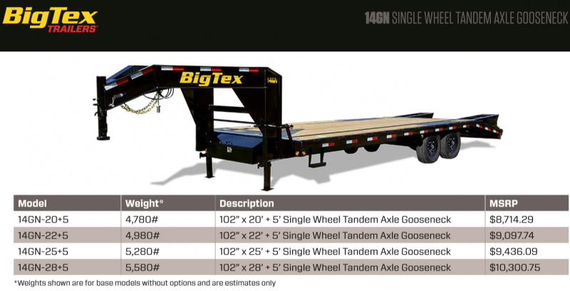 2020 BIG TEX 14GN 20+5 MR 2020 BIG TEX 14GN 20+5 MR