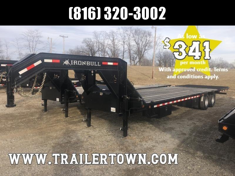 2020 IRON BULL 102X32 GOOSENECK LOPRO DECK OVER FLAT BED TRAILER W/ HYDRAULIC DOVE TAIL AND 12K AXLES 2020 IRON BULL 102X32 GOOSENECK LOPRO DECK OVER FLAT BED TRAILER W/ HYDRAULIC DOVE TAIL AND 12K AXLES