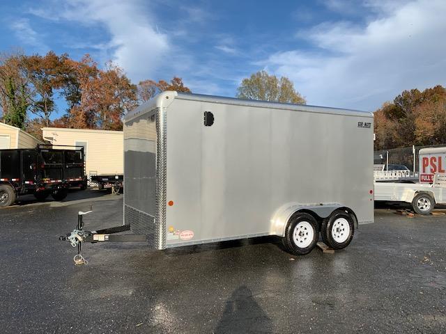 Car Mate 7' x 14' Silver Enclosed Cargo Trailer with Ramp Car Mate 7' x 14' Silver Enclosed Cargo Trailer with Ramp
